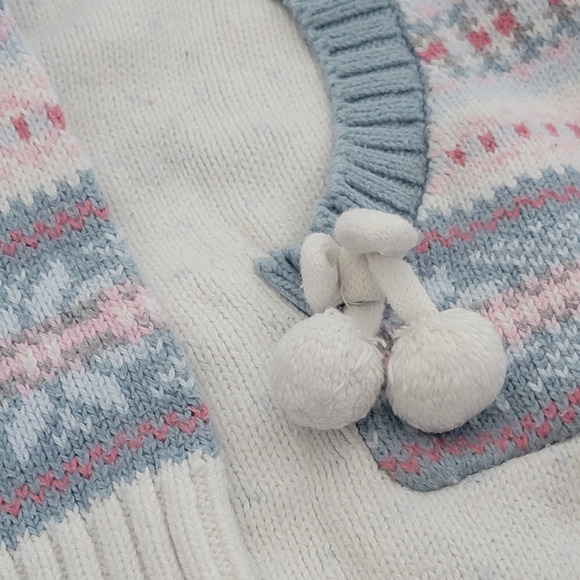 Girls Pink Blue Warm Tunic Pull-Over Hooded Sweater Top Sz 5/6 - Picture 4 of 5